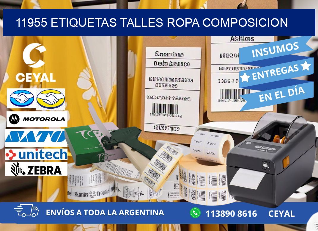 11955 ETIQUETAS TALLES ROPA COMPOSICION