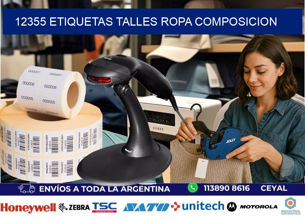 12355 ETIQUETAS TALLES ROPA COMPOSICION