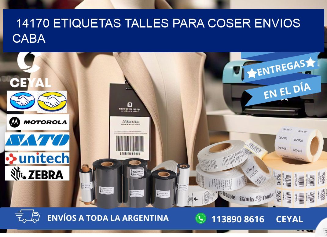 14170 ETIQUETAS TALLES PARA COSER ENVIOS CABA
