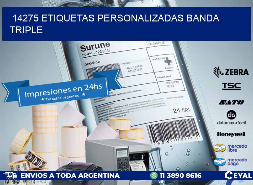 14275 Etiquetas personalizadas banda triple