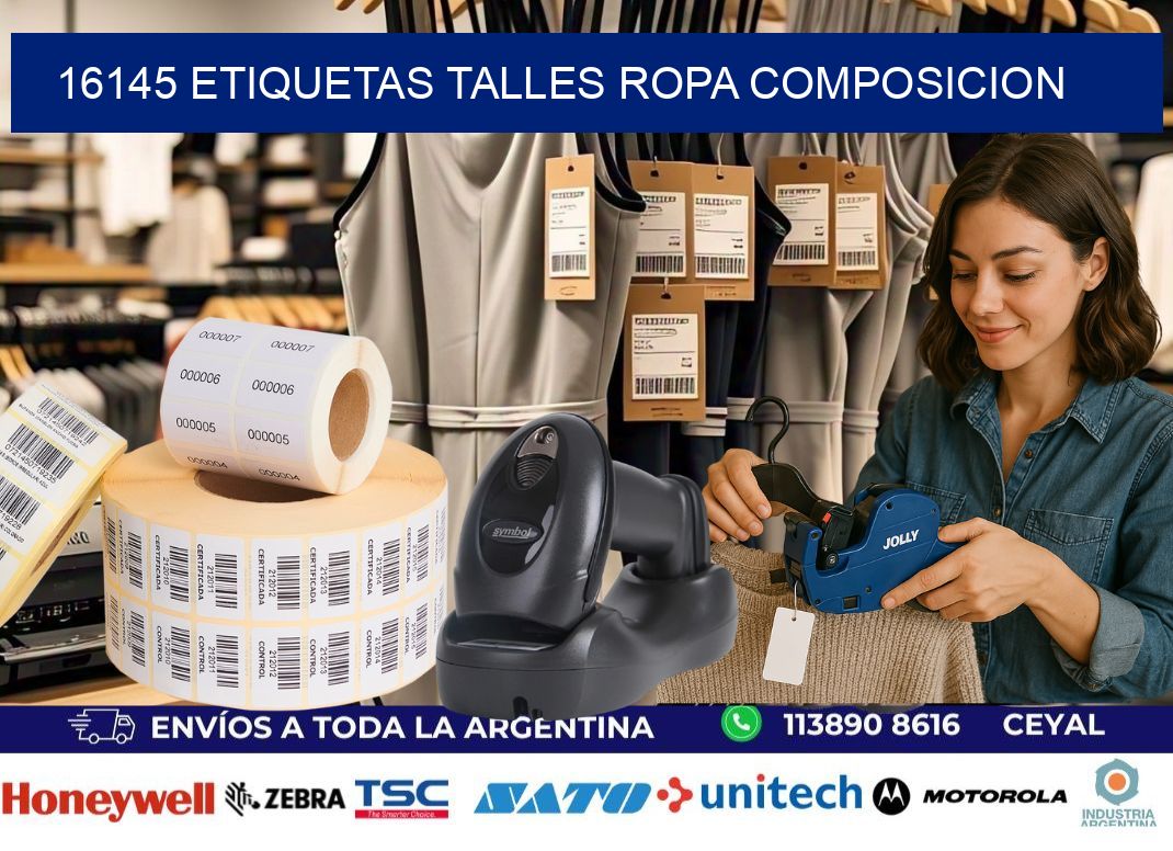 16145 ETIQUETAS TALLES ROPA COMPOSICION