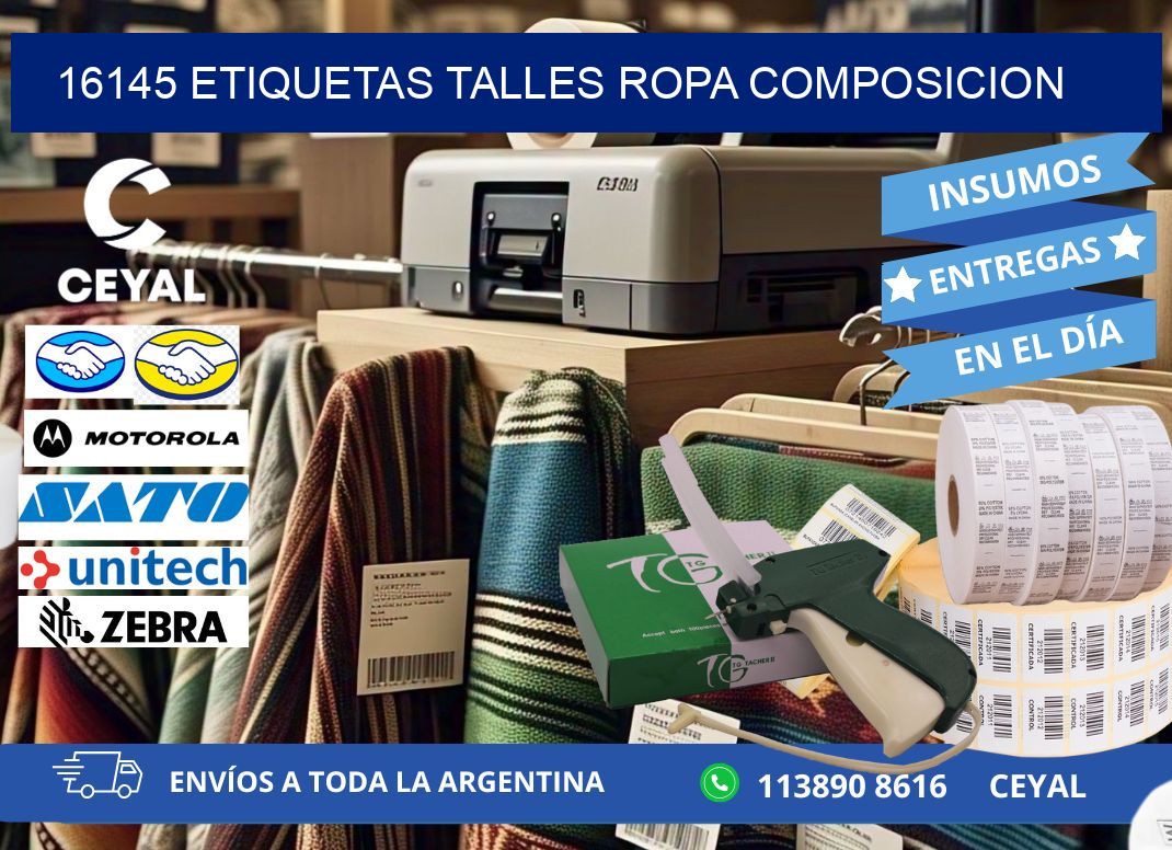 16145 ETIQUETAS TALLES ROPA COMPOSICION