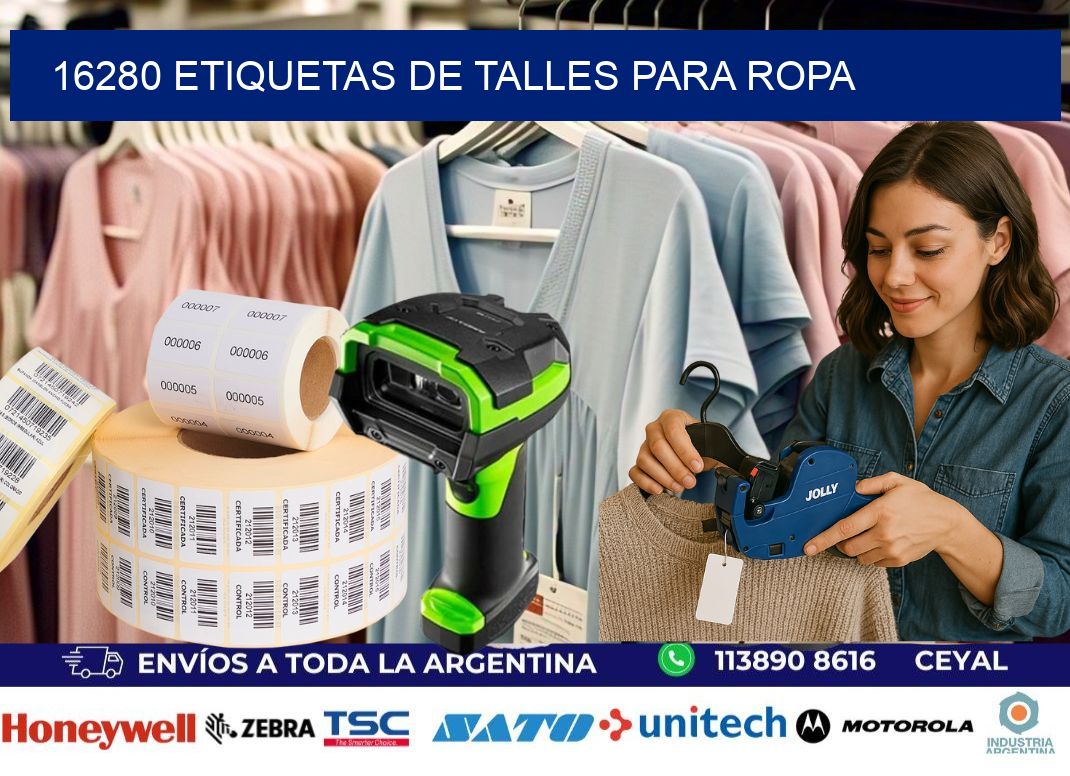 16280 etiquetas de talles para ropa