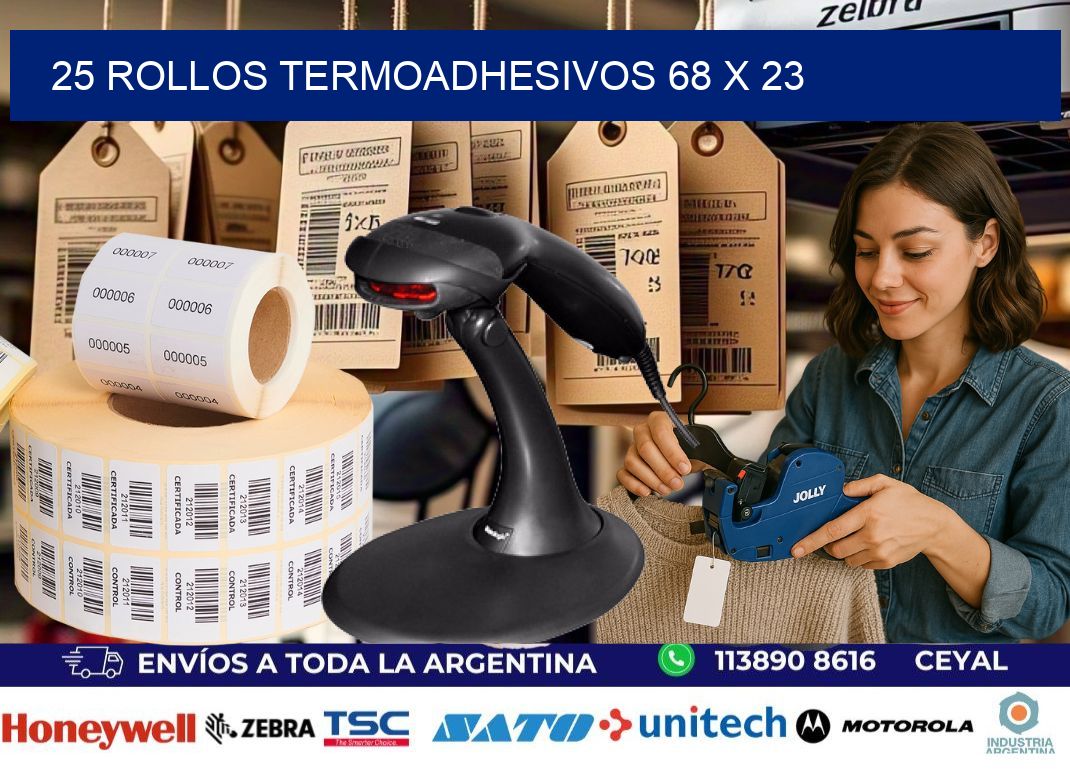25 ROLLOS TERMOADHESIVOS 68 x 23