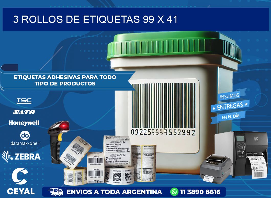 3 ROLLOS DE ETIQUETAS 99 x 41