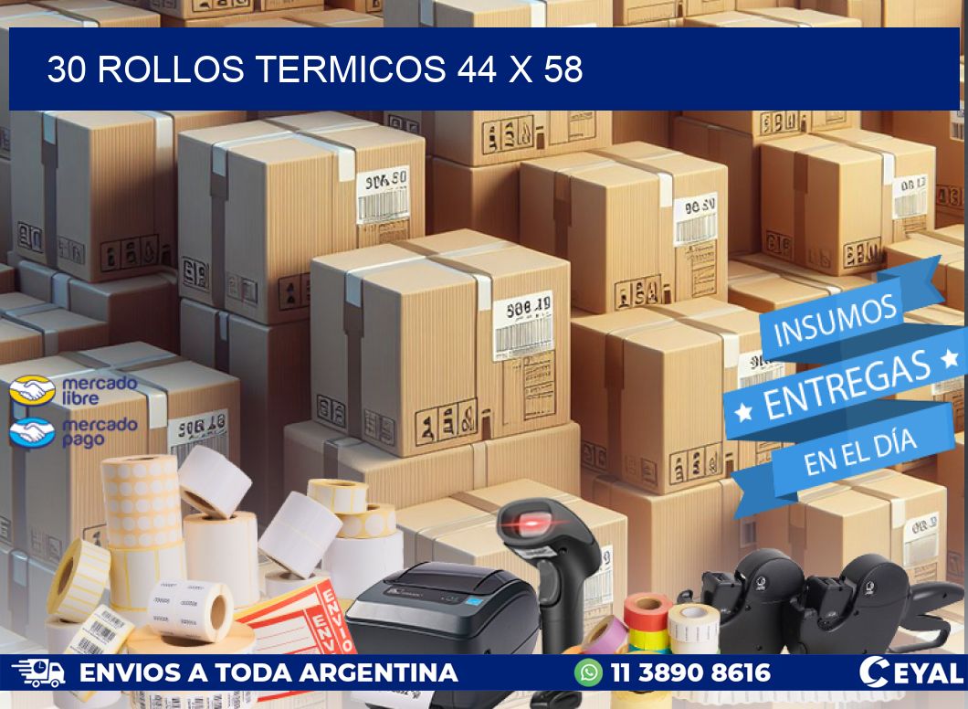 30 ROLLOS TERMICOS 44 x 58