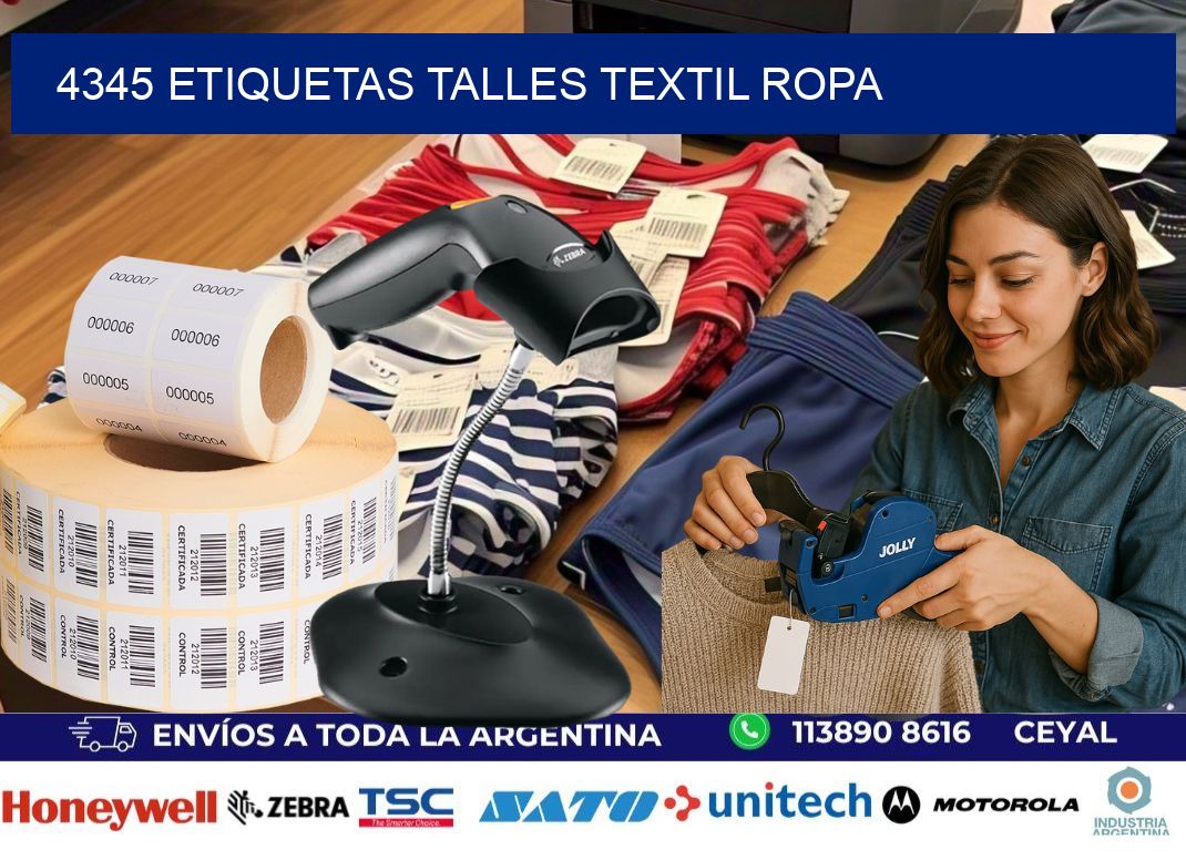 4345 ETIQUETAS TALLES TEXTIL ROPA