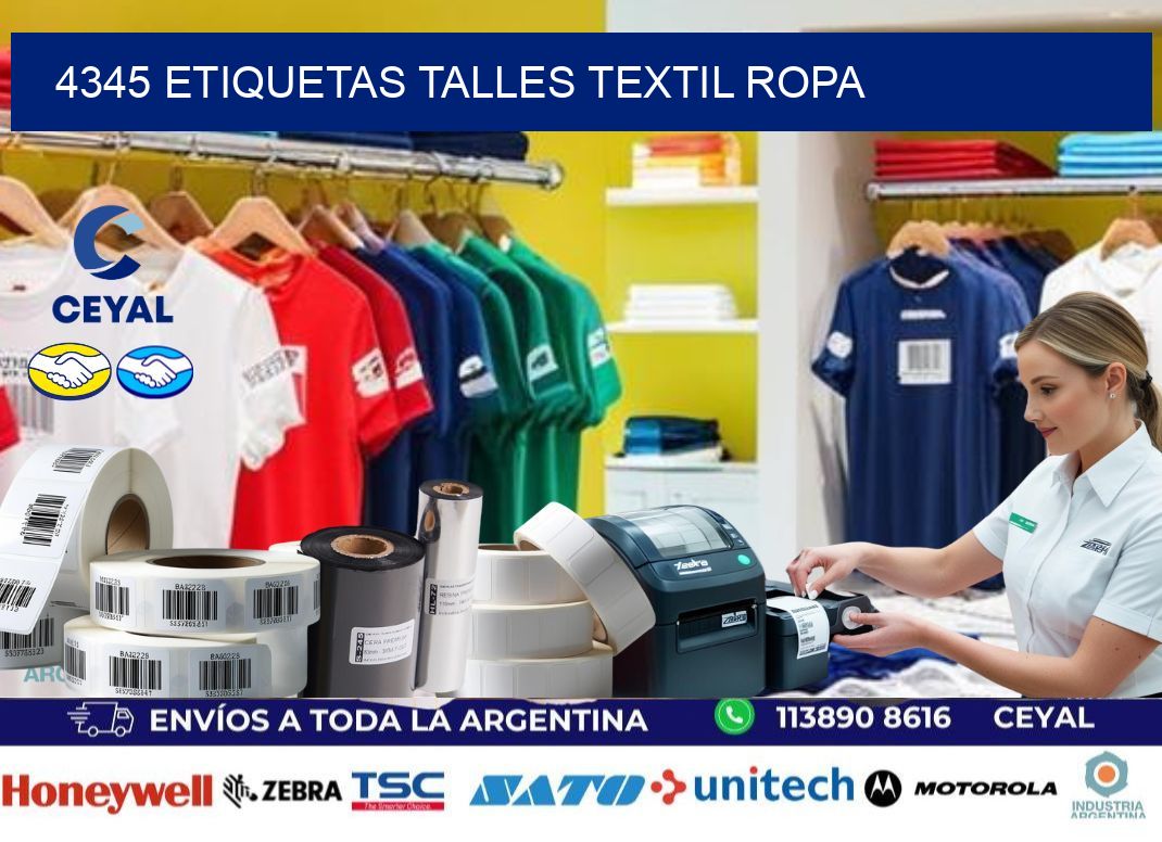 4345 ETIQUETAS TALLES TEXTIL ROPA