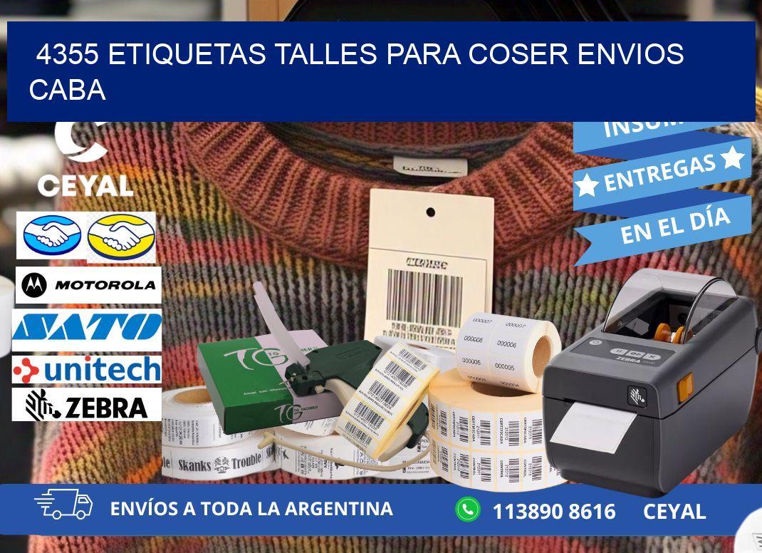 4355 ETIQUETAS TALLES PARA COSER ENVIOS CABA