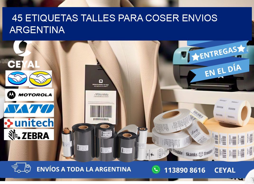 45 ETIQUETAS TALLES PARA COSER ENVIOS ARGENTINA