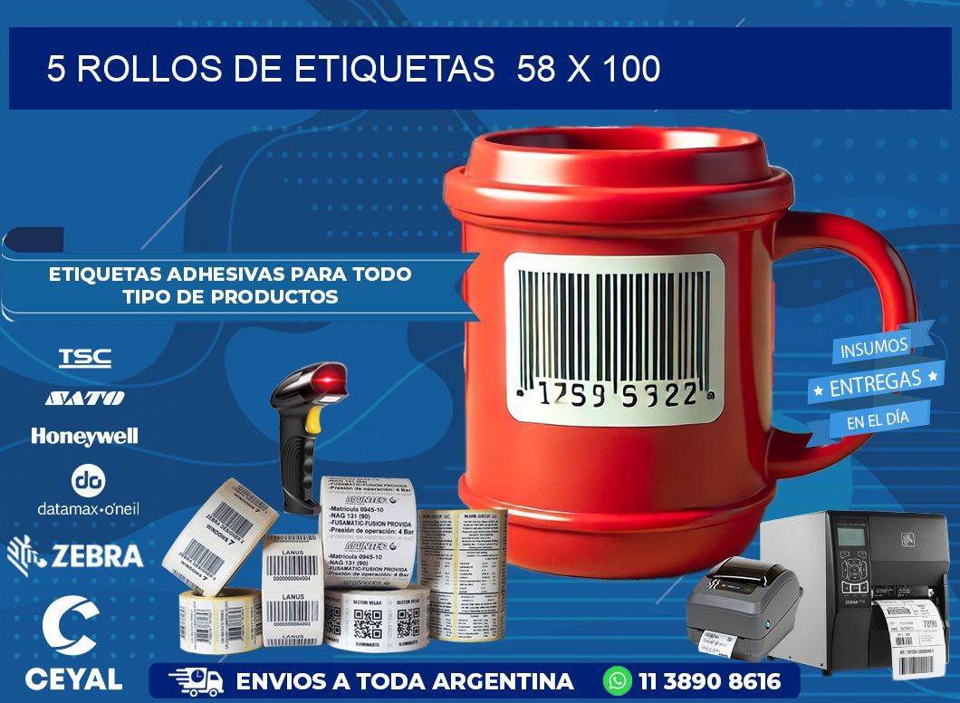 5 ROLLOS DE ETIQUETAS  58 x 100