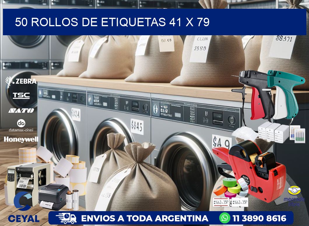 50 ROLLOS DE ETIQUETAS 41 x 79
