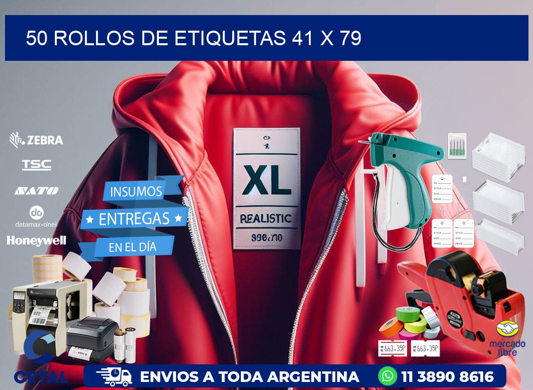 50 ROLLOS DE ETIQUETAS 41 x 79