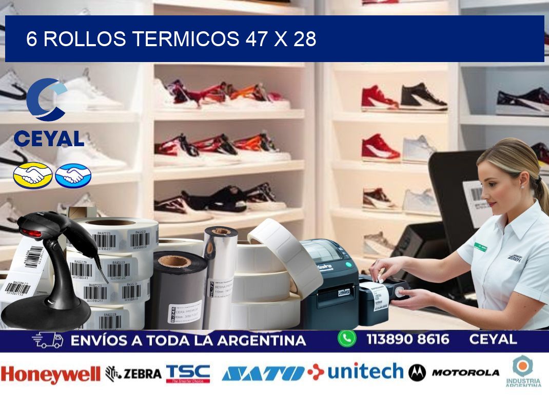 6 ROLLOS TERMICOS 47 x 28