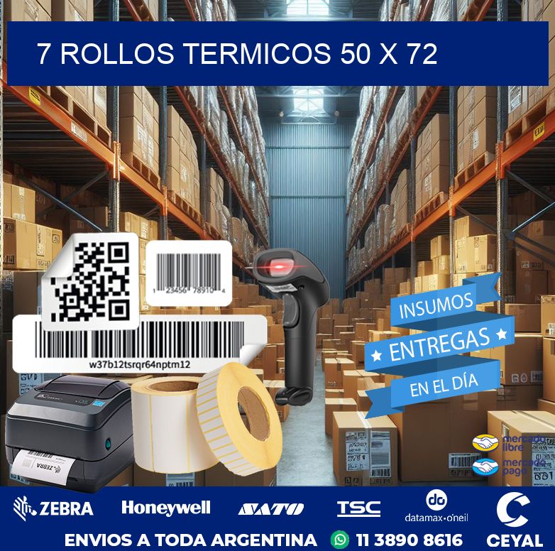 7 ROLLOS TERMICOS 50 x 72