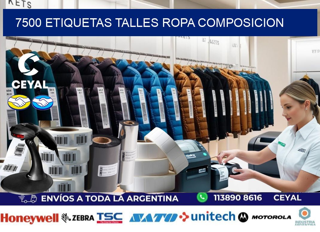 7500 ETIQUETAS TALLES ROPA COMPOSICION