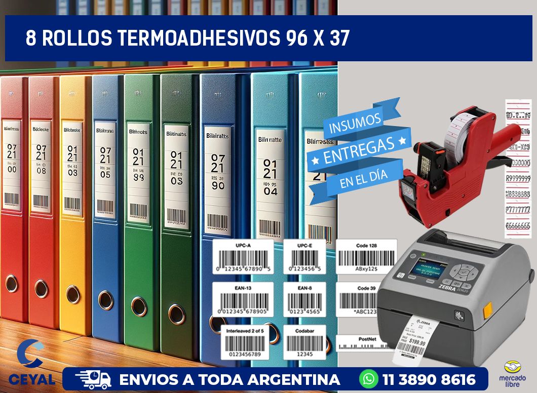 8 ROLLOS TERMOADHESIVOS 96 x 37