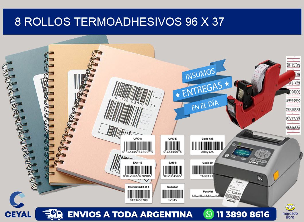 8 ROLLOS TERMOADHESIVOS 96 x 37