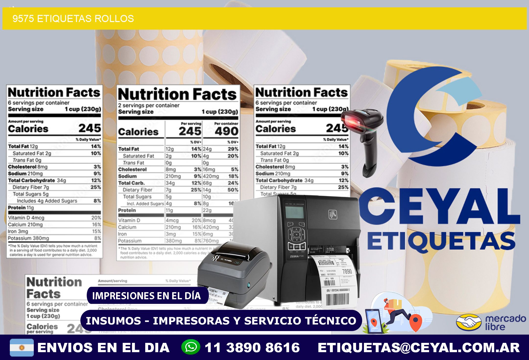 9575 etiquetas rollos