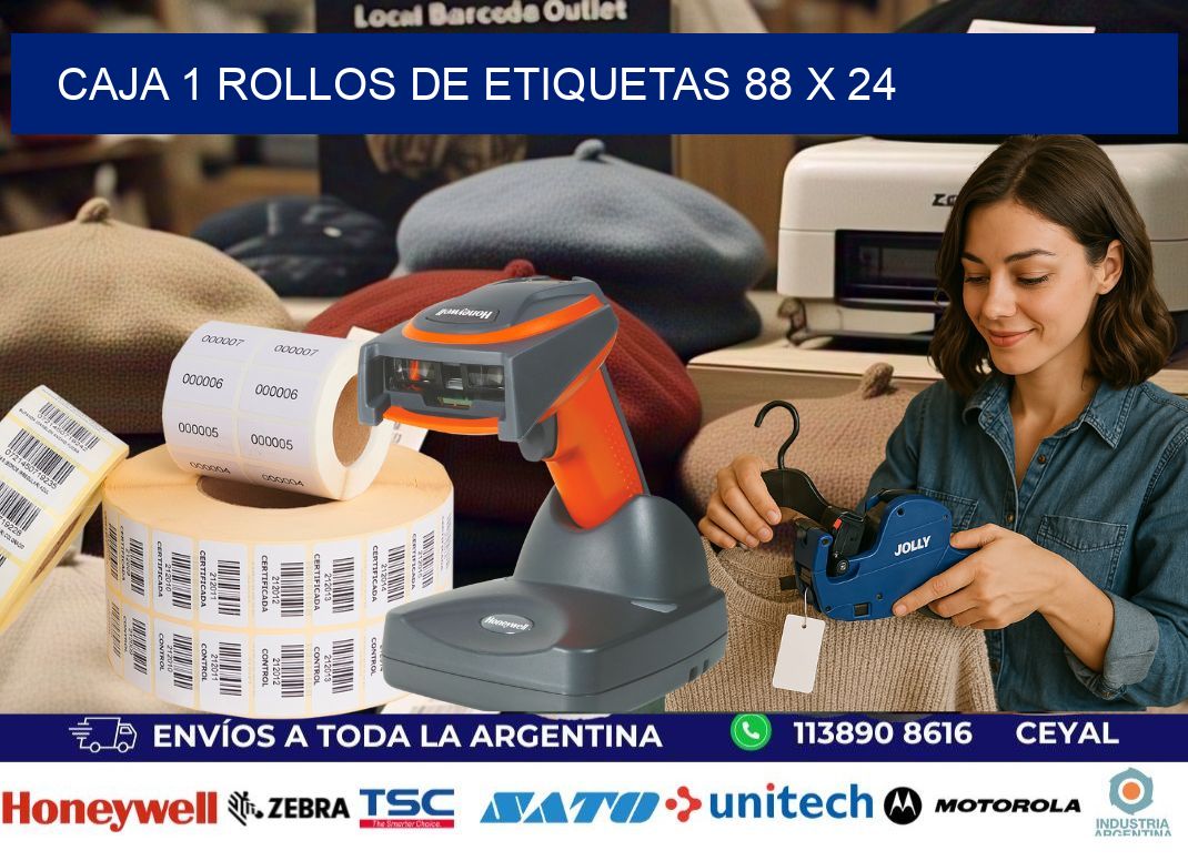 CAJA 1 ROLLOS DE ETIQUETAS 88 x 24