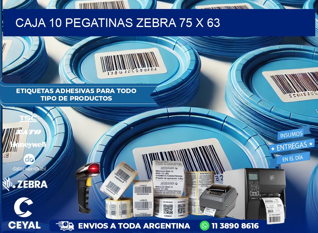 CAJA 10 PEGATINAS ZEBRA 75 x 63