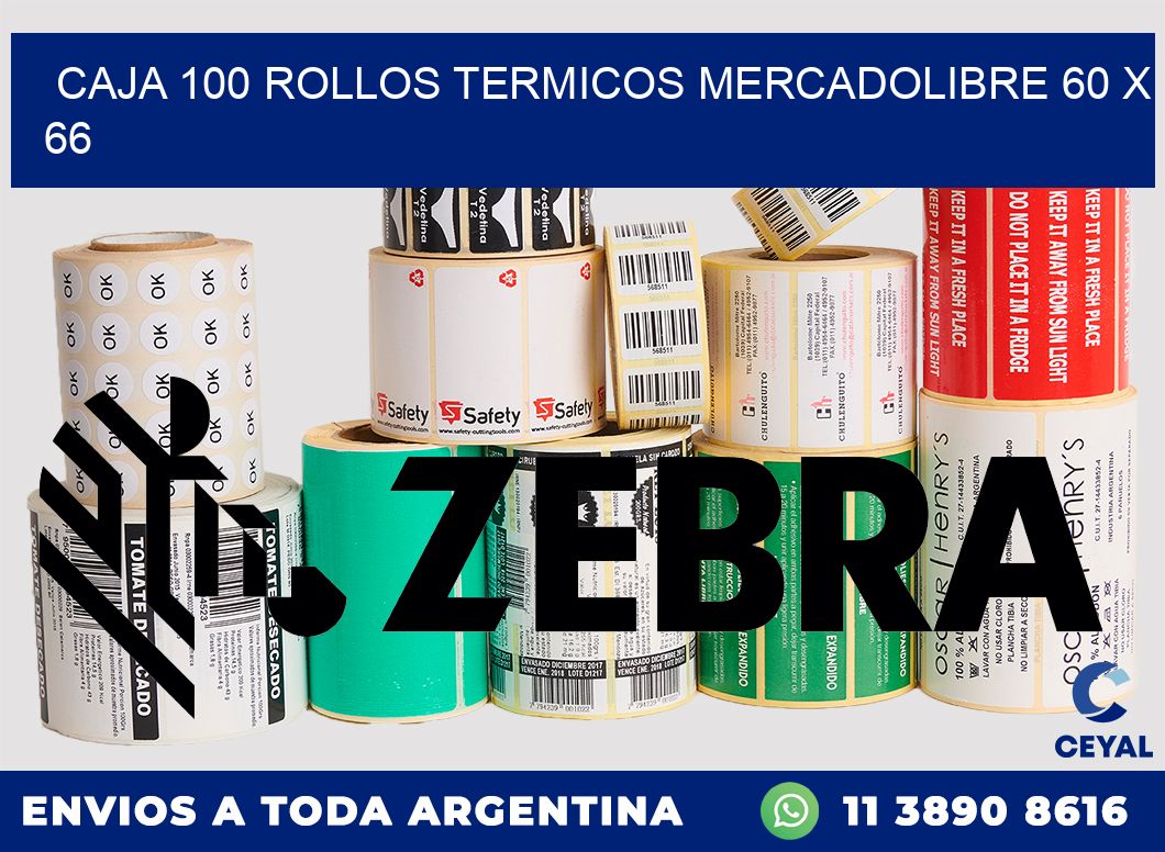 CAJA 100 ROLLOS TERMICOS MERCADOLIBRE 60 x 66