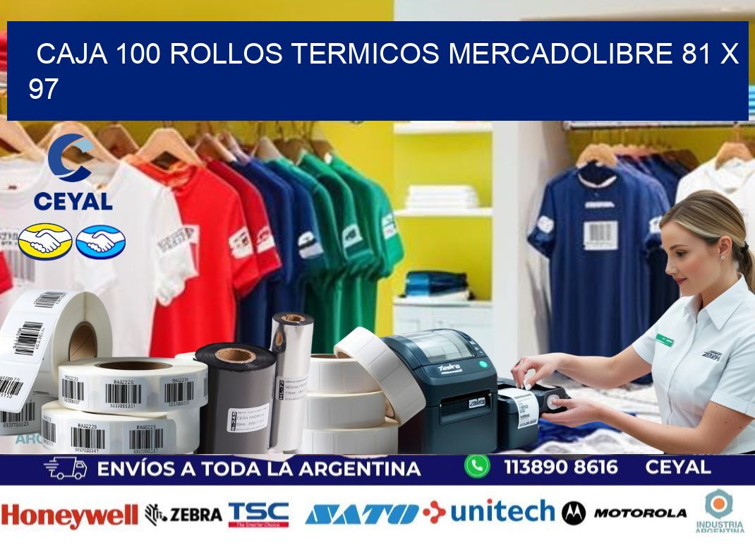 CAJA 100 ROLLOS TERMICOS MERCADOLIBRE 81 x 97