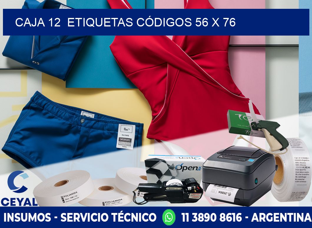 CAJA 12  ETIQUETAS CÓDIGOS 56 x 76