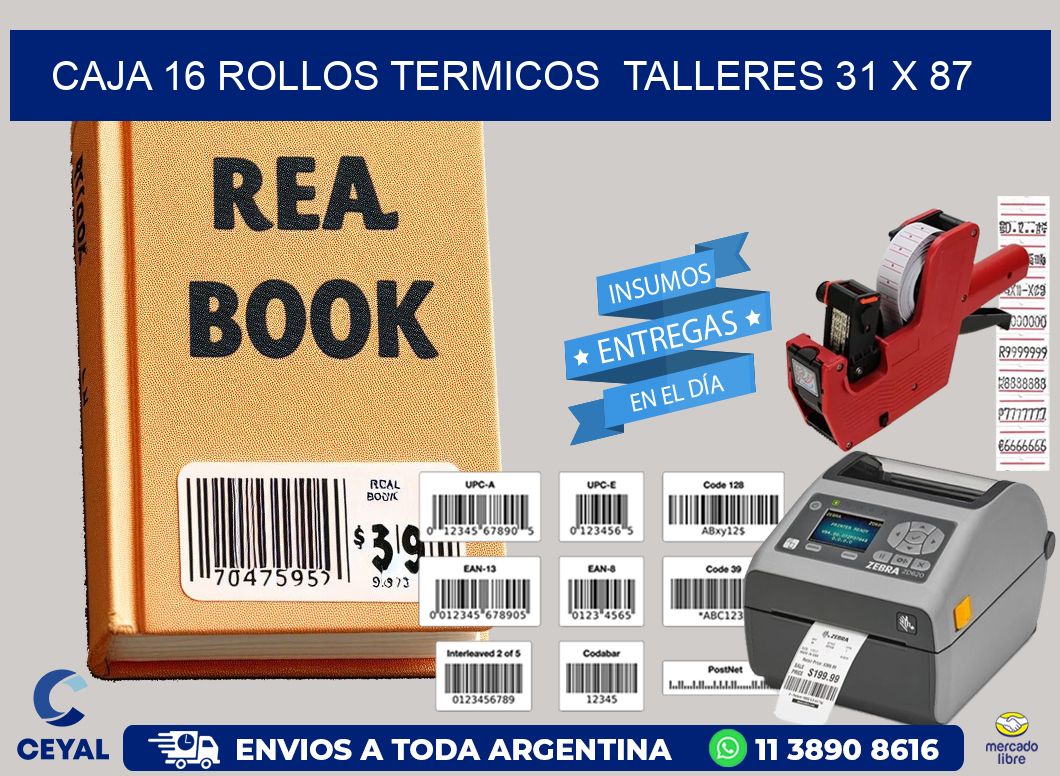 CAJA 16 ROLLOS TERMICOS  TALLERES 31 x 87