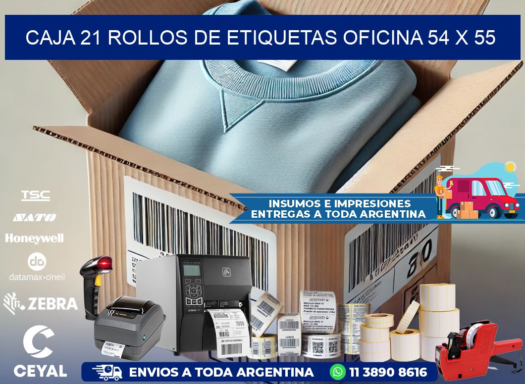 CAJA 21 ROLLOS DE ETIQUETAS OFICINA 54 x 55