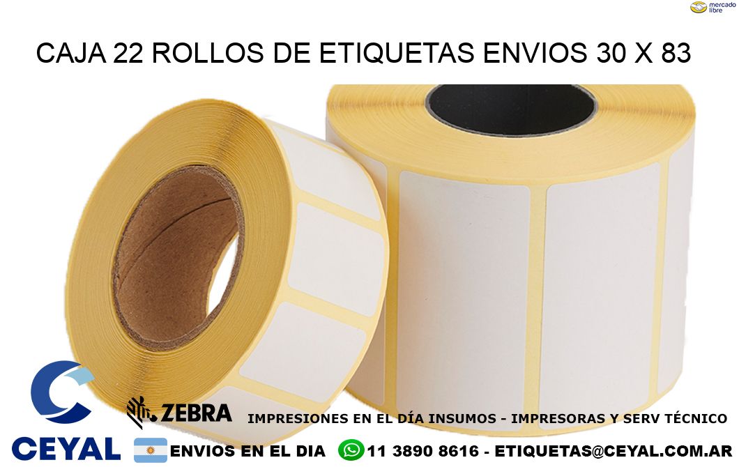 CAJA 22 ROLLOS DE ETIQUETAS ENVIOS 30 x 83