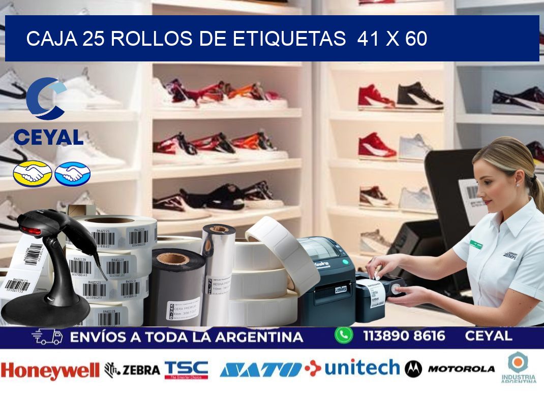 CAJA 25 ROLLOS DE ETIQUETAS  41 x 60