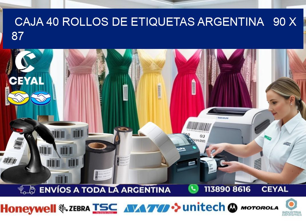 CAJA 40 ROLLOS DE ETIQUETAS ARGENTINA   90 x 87