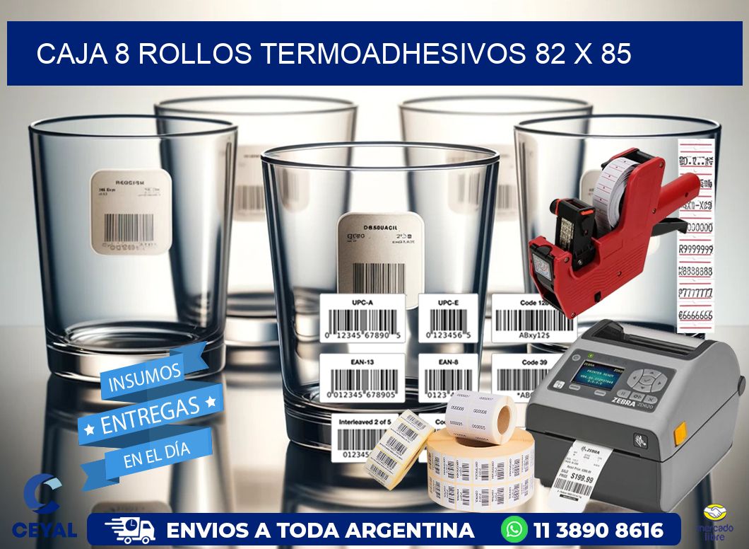 CAJA 8 ROLLOS TERMOADHESIVOS 82 x 85