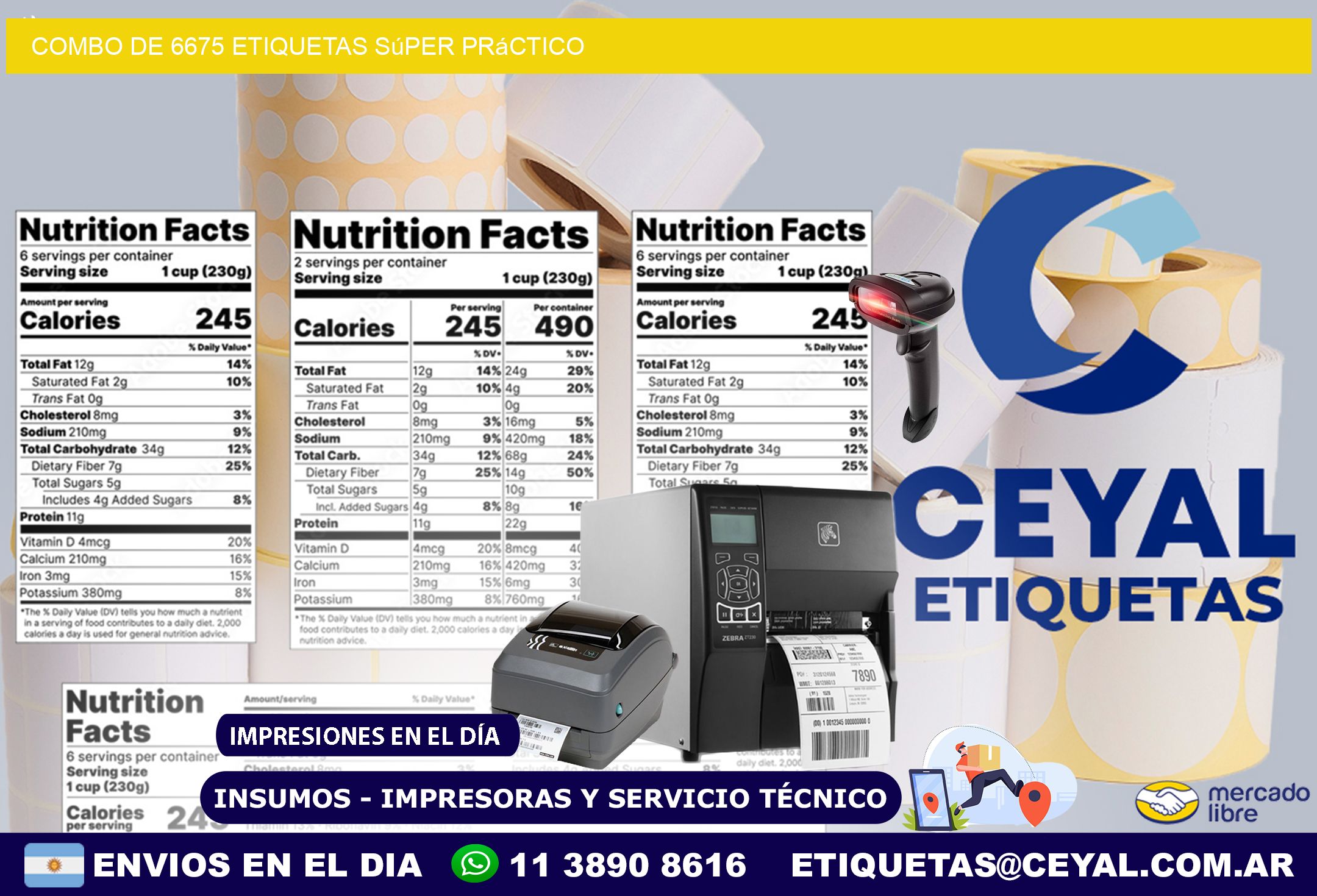 Combo de 6675 etiquetas súper práctico