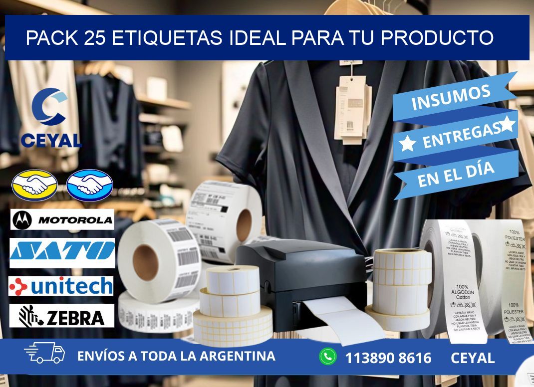 Pack 25 etiquetas ideal para tu producto
