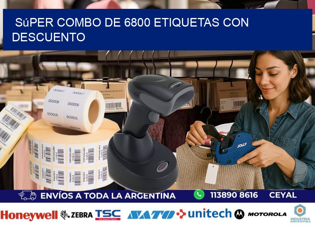 Súper combo de 6800 etiquetas con descuento