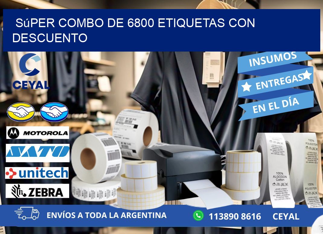 Súper combo de 6800 etiquetas con descuento