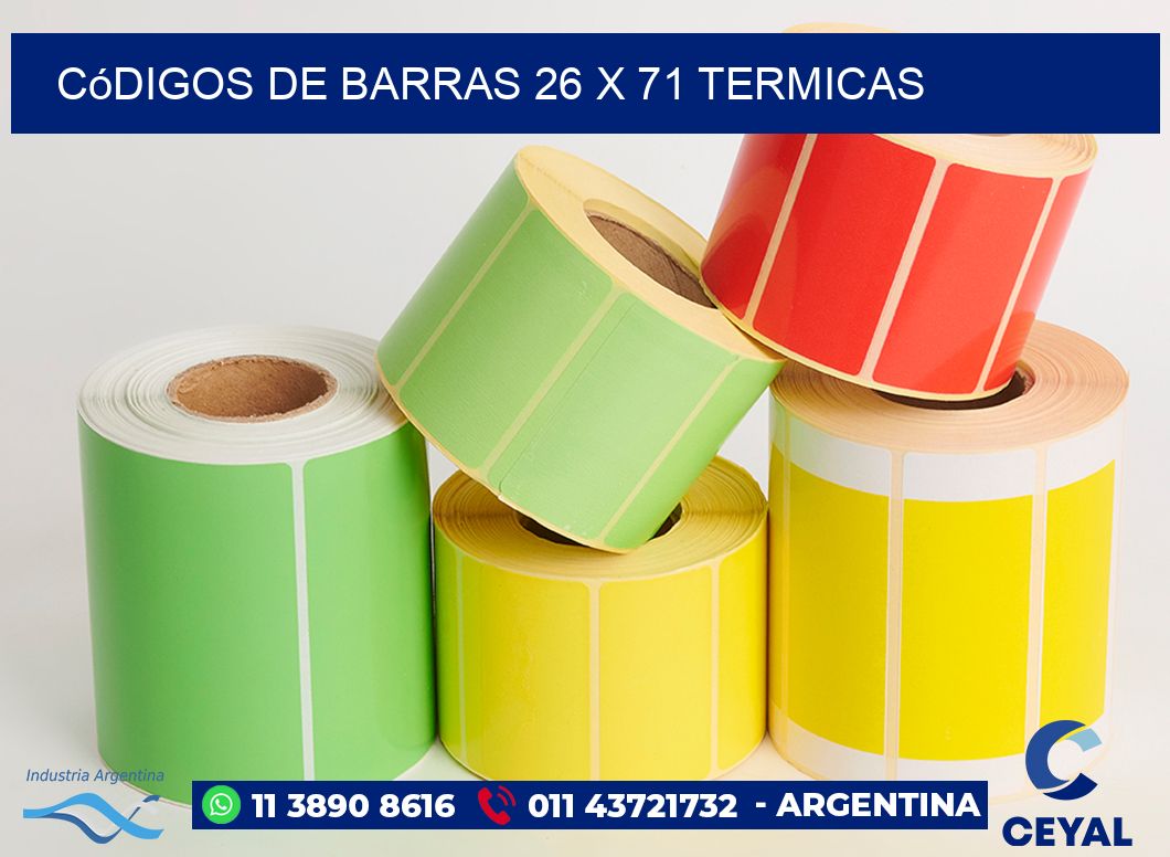 Códigos de Barras 26 x 71 termicas