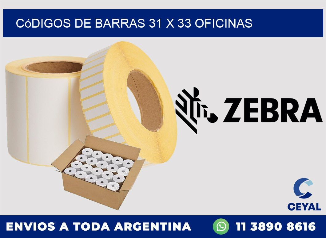 Códigos de Barras 31 x 33 oficinas