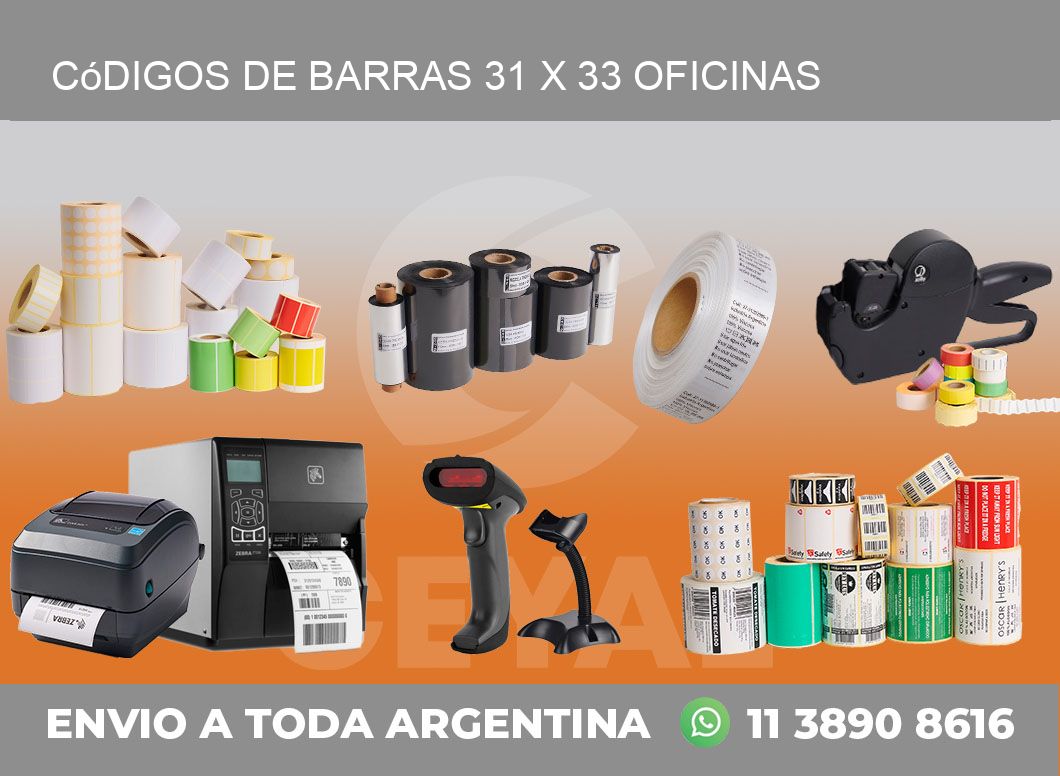 Códigos de Barras 31 x 33 oficinas