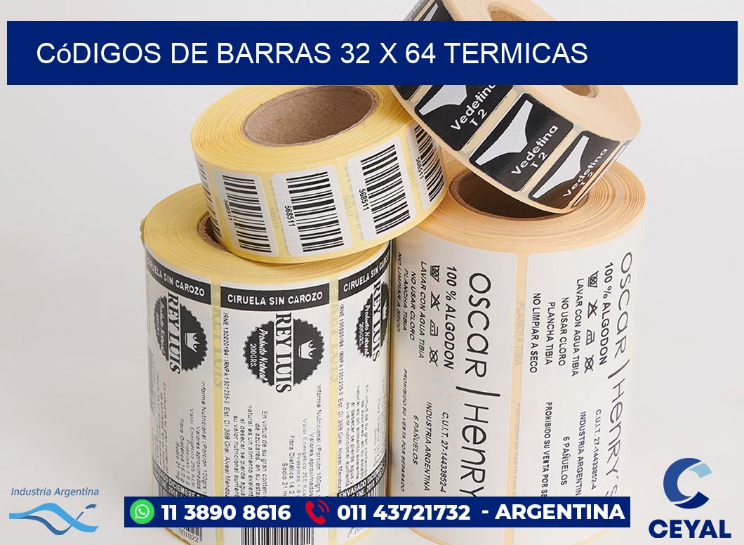 Códigos de Barras 32 x 64 termicas