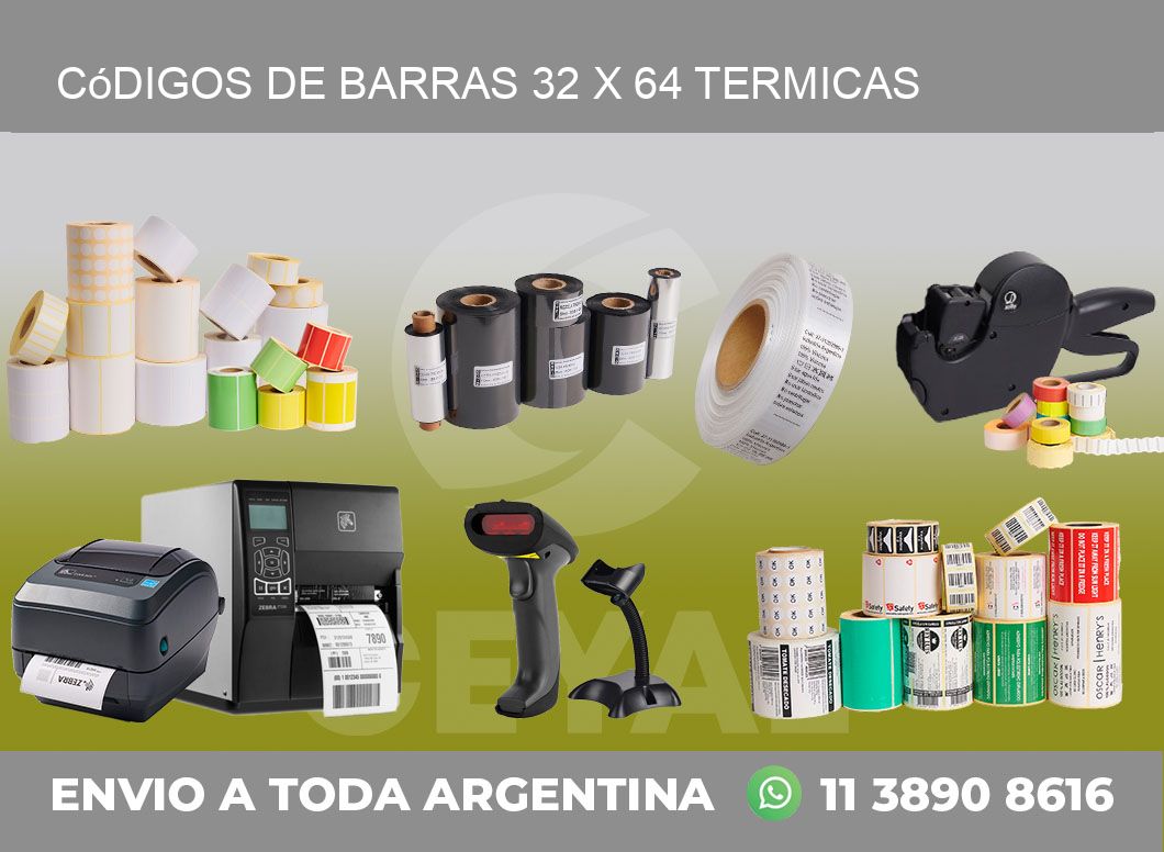 Códigos de Barras 32 x 64 termicas