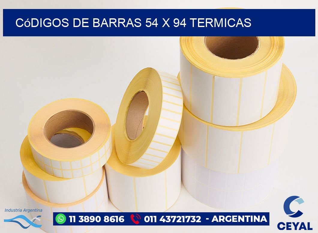 Códigos de Barras 54 x 94 termicas