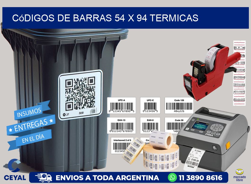 Códigos de Barras 54 x 94 termicas