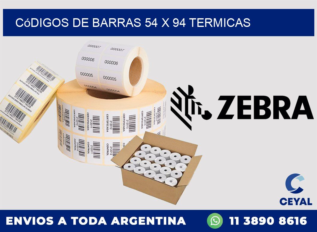 Códigos de Barras 54 x 94 termicas