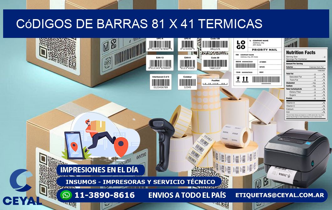 Códigos de Barras 81 x 41 termicas
