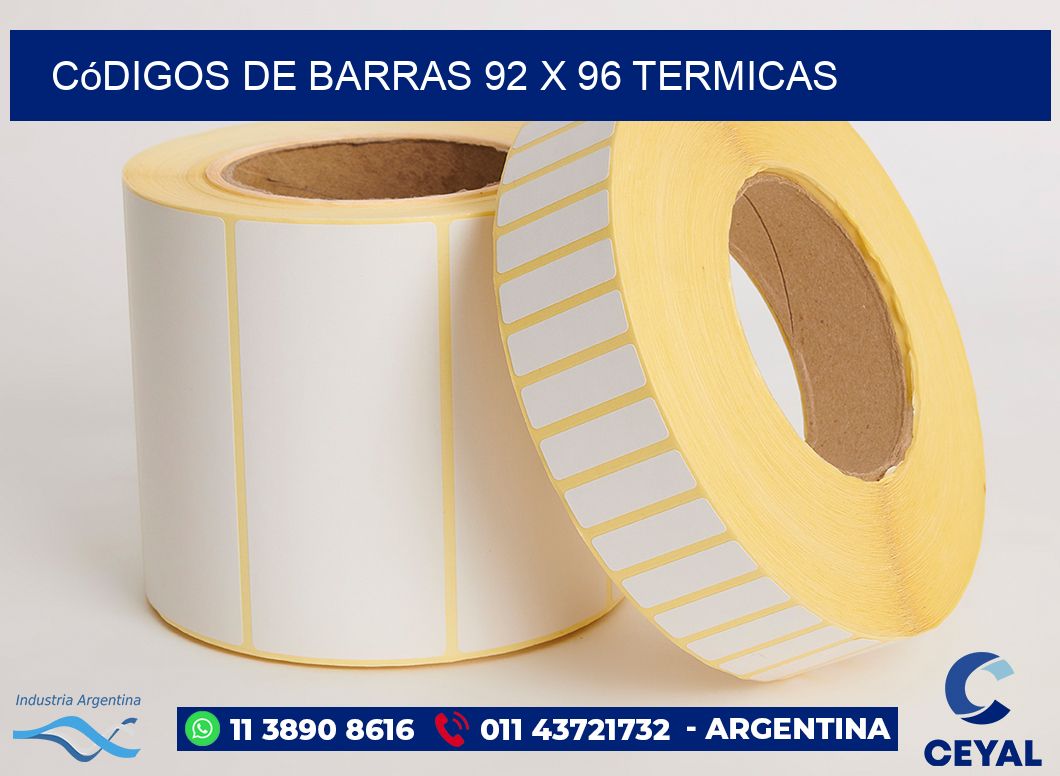 Códigos de Barras 92 x 96 termicas