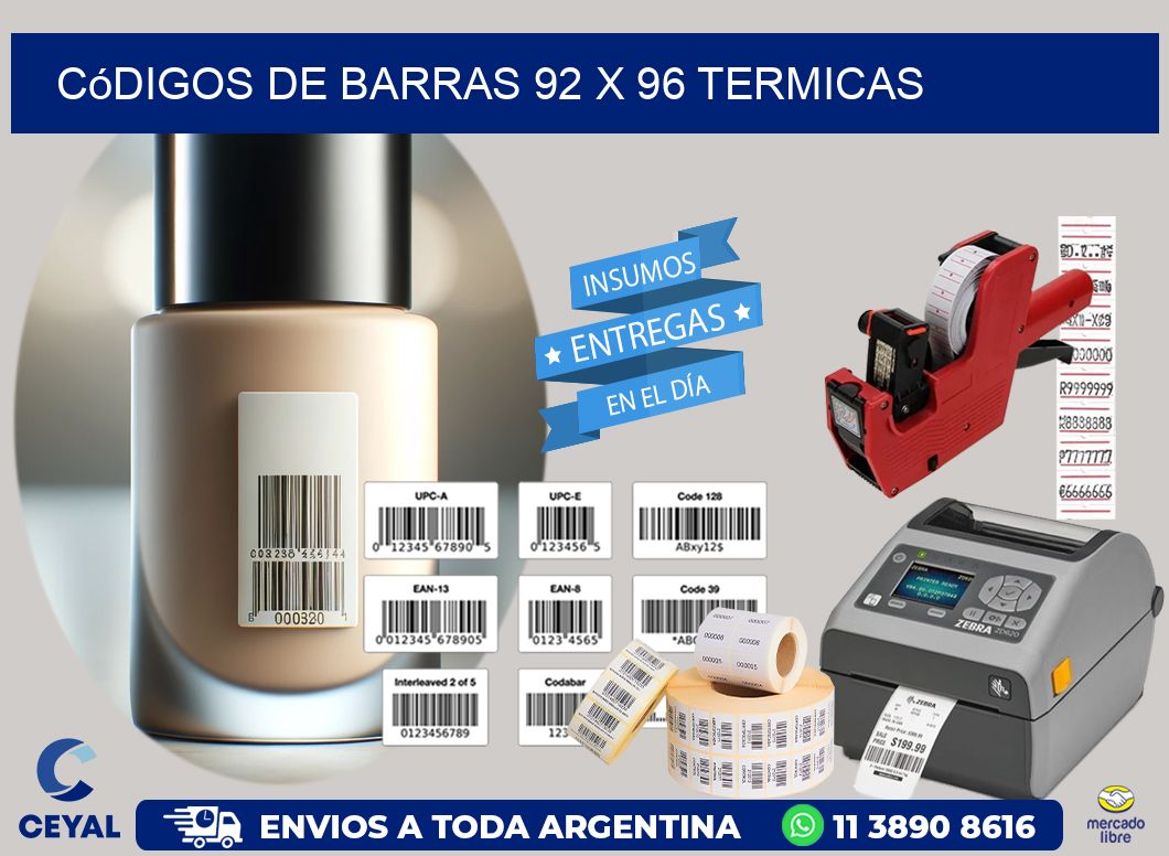 Códigos de Barras 92 x 96 termicas