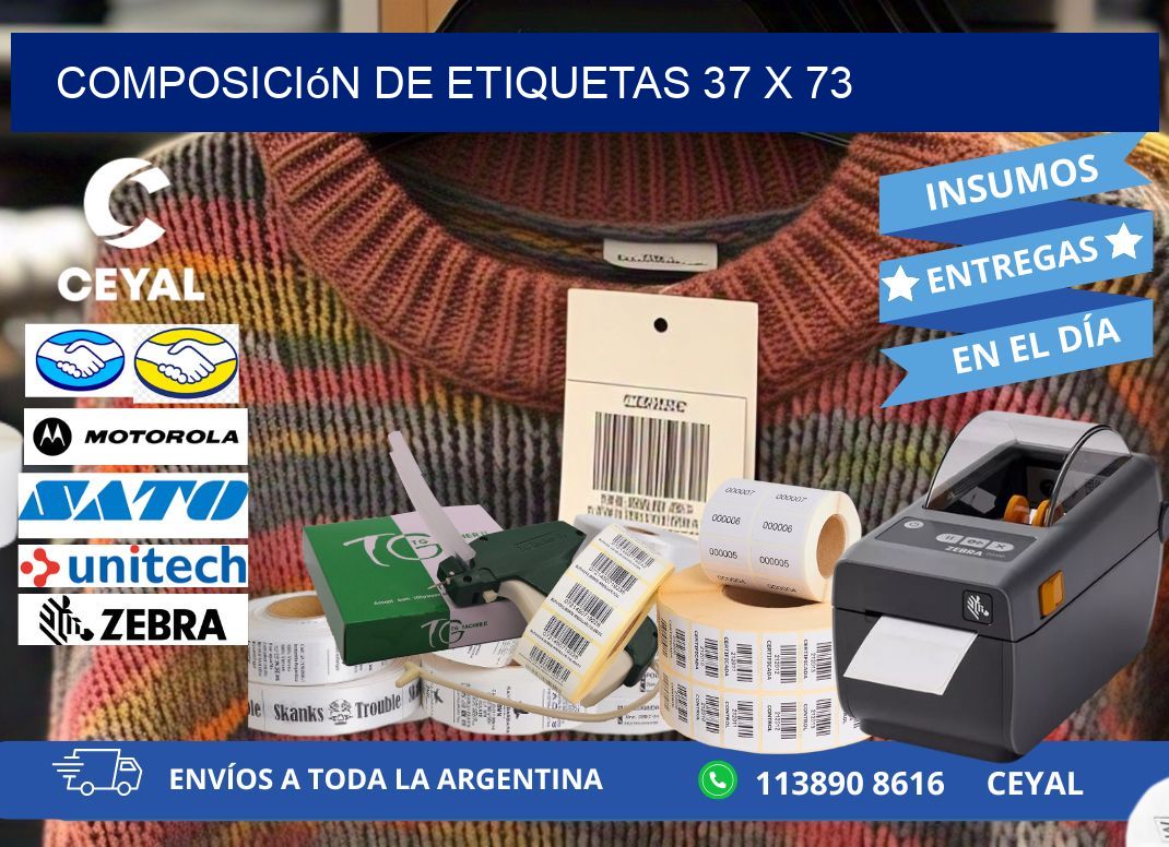 Composición de etiquetas 37 x 73